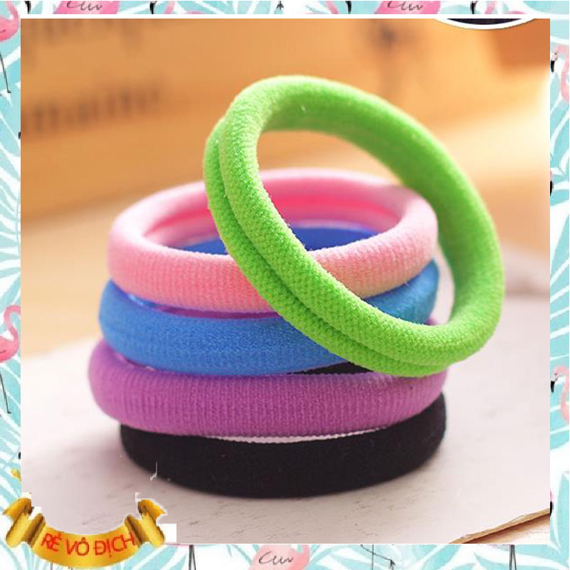 Set 10 Cái Dây Cột Tóc , Dây Thun Cột Tóc Trơn, Dây Buộc Tóc Co Giãn,Nhiều Màu