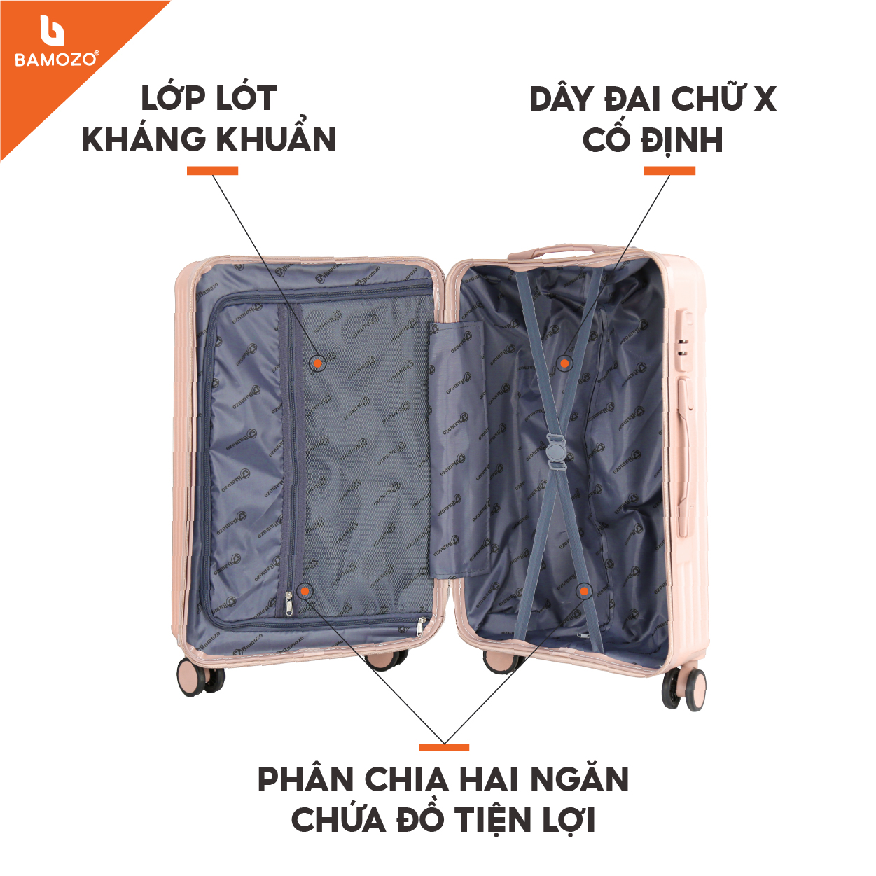 Vali Du Lịch Size 20, Size24 Bamozo 8809/8801c Cao Cấp, Vali Kéo Nhựa Rẻ Bền Đẹp- Bảo Hành 5 Năm