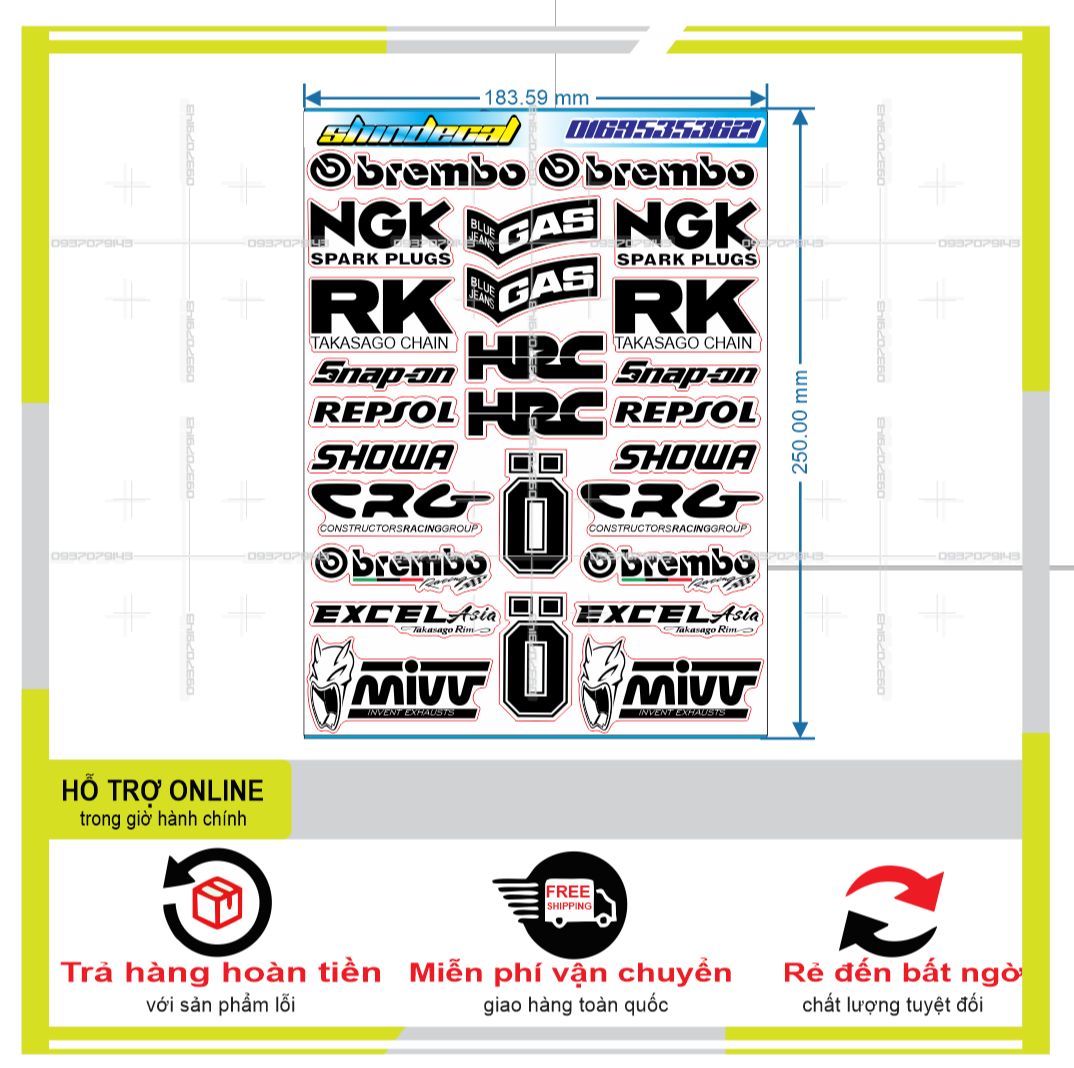 LOGO STICKER IN DECAL TRONG SUỐT (KO DÁN XE NỀN ĐEN, TỐI)  { PHỤNG DECAL }