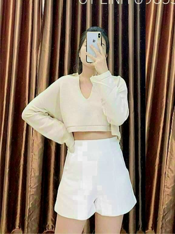 Áo Phông Rộng Nữ Áo Thun Nữ Tay Dài Cổ Bẻ Form Rộng Dáng Croptop Cá Tính Sành Điệu Chất Liệu Thun Cotton Cao Cấp XMC03