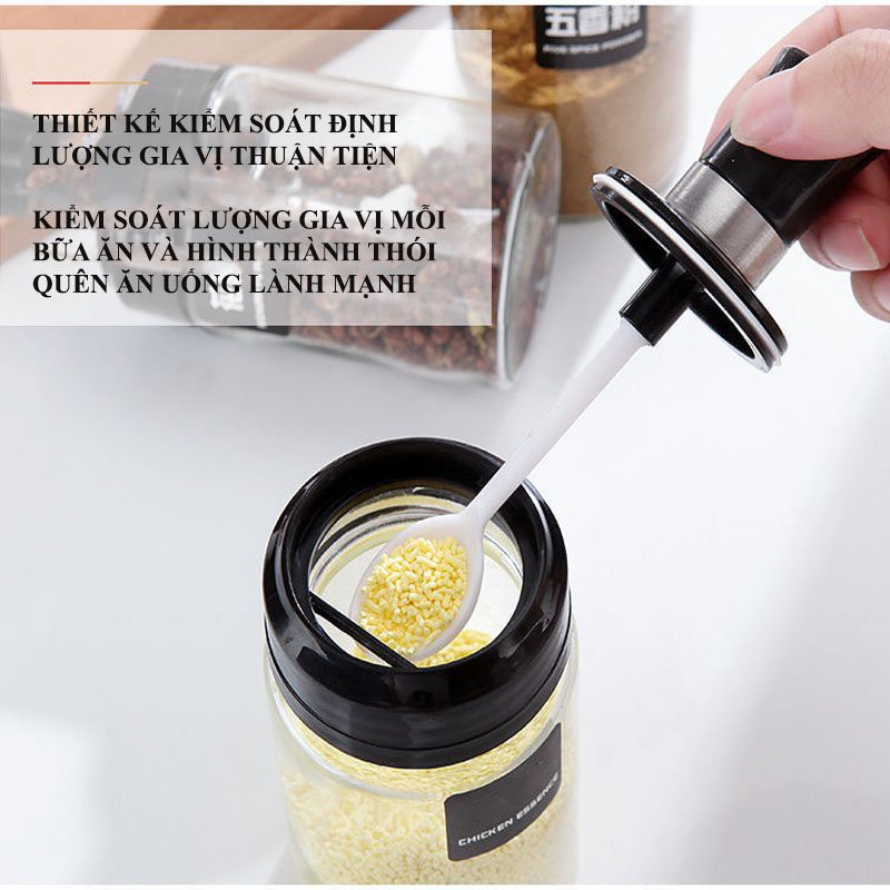 Spice jar, Spice jar with 250ml glass spoon, kitchen spice bottle