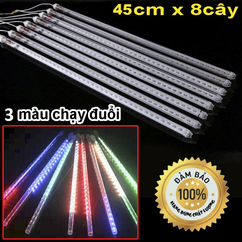 Bộ Đèn LED Sao Băng 8 cây dài 45cm 3 màu chạy đuổi AC220 kín nước
