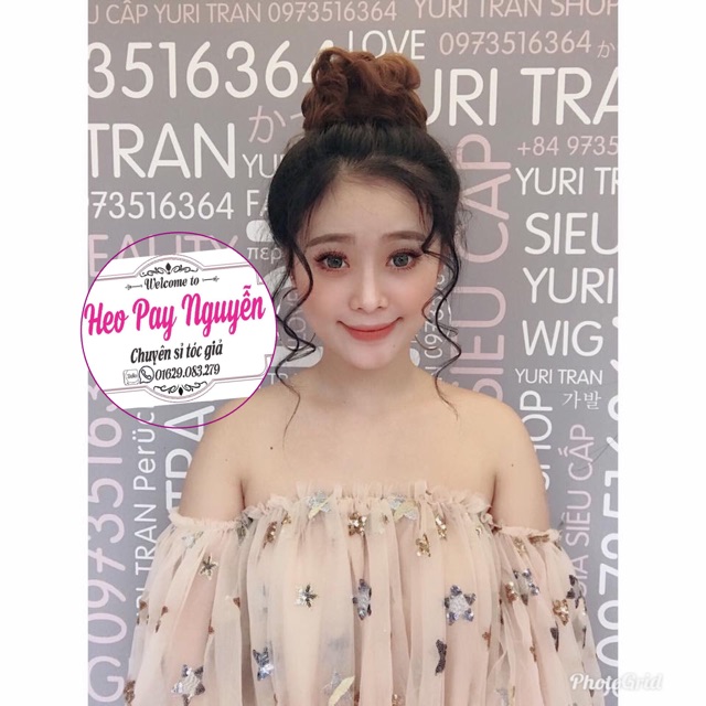 Tóc giả búi - Tóc giả búi cột xoăn