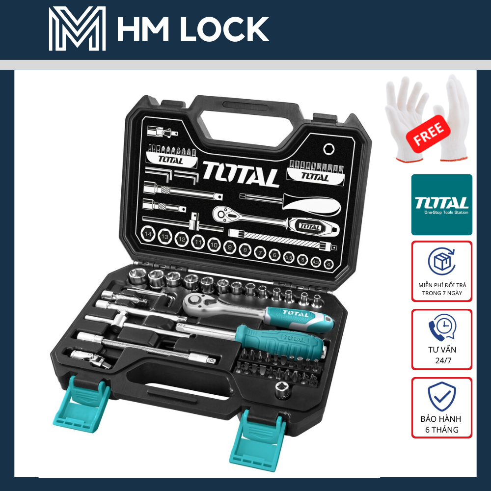 Bộ tuýp 1/4" 45 chi tiết total - hàng chính hãng - tht141451 - hm lock