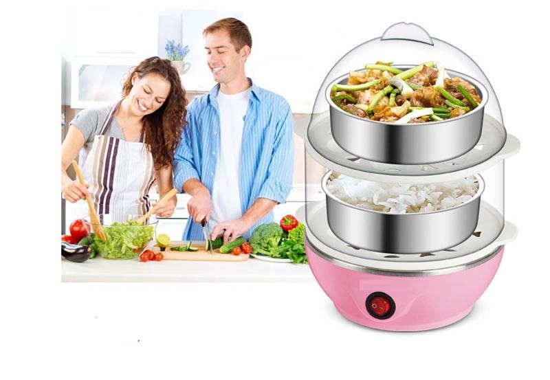 Máy luộc trứng, hấp thực phẩm đa năng 2 tầng tiện dụng