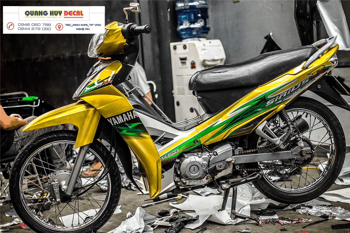 Tem trùm xe Sirius vàng bạc - Tem xe Sirius thiết kế vàng bạc  thiết kế theo yêu cầu - Chế độ tem trùm xe máy Sirius rẻ đẹp