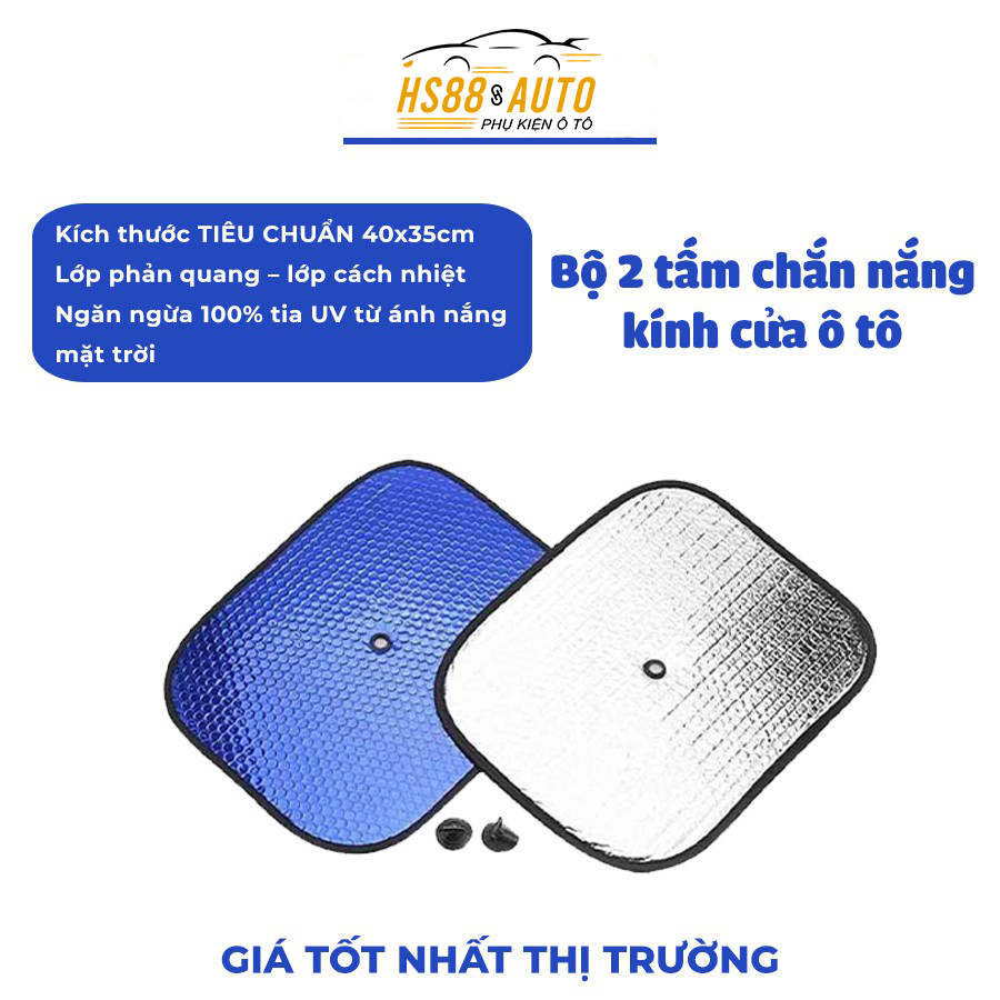 Miếng che nắng bên trong ô tô, xe hơi ( 1 bộ 2 miếng ) Loại dày dặn ,Tấm che chắn nắng ô tô, xe hơi gắn cửa kính xe loại dày tráng bạc chống tia UV