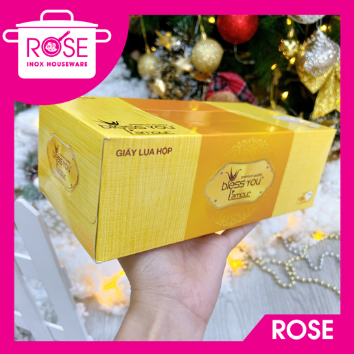 Khăn hộp bless you l'amour giấy 3 lớp 120 tờ cao cấp - khăn rút trên hộp giấy