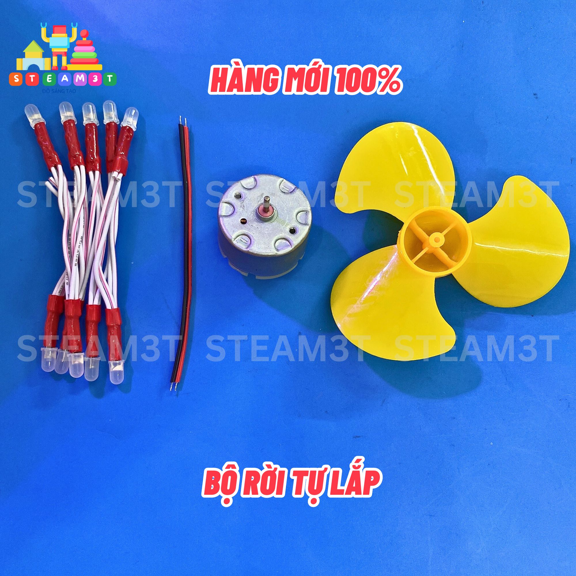 Bộ motor 500 phát điện gió mini + led + quạt siêu khoẻ - học tập, thí nghiệm, diy, steam - lk0623