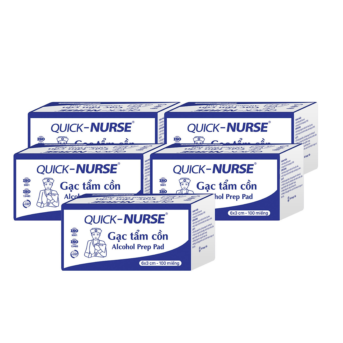 Gạc Tẩm Cồn 6x3cm Quick Nurse (Hộp 100 miếng) CHÍNH HÃNG