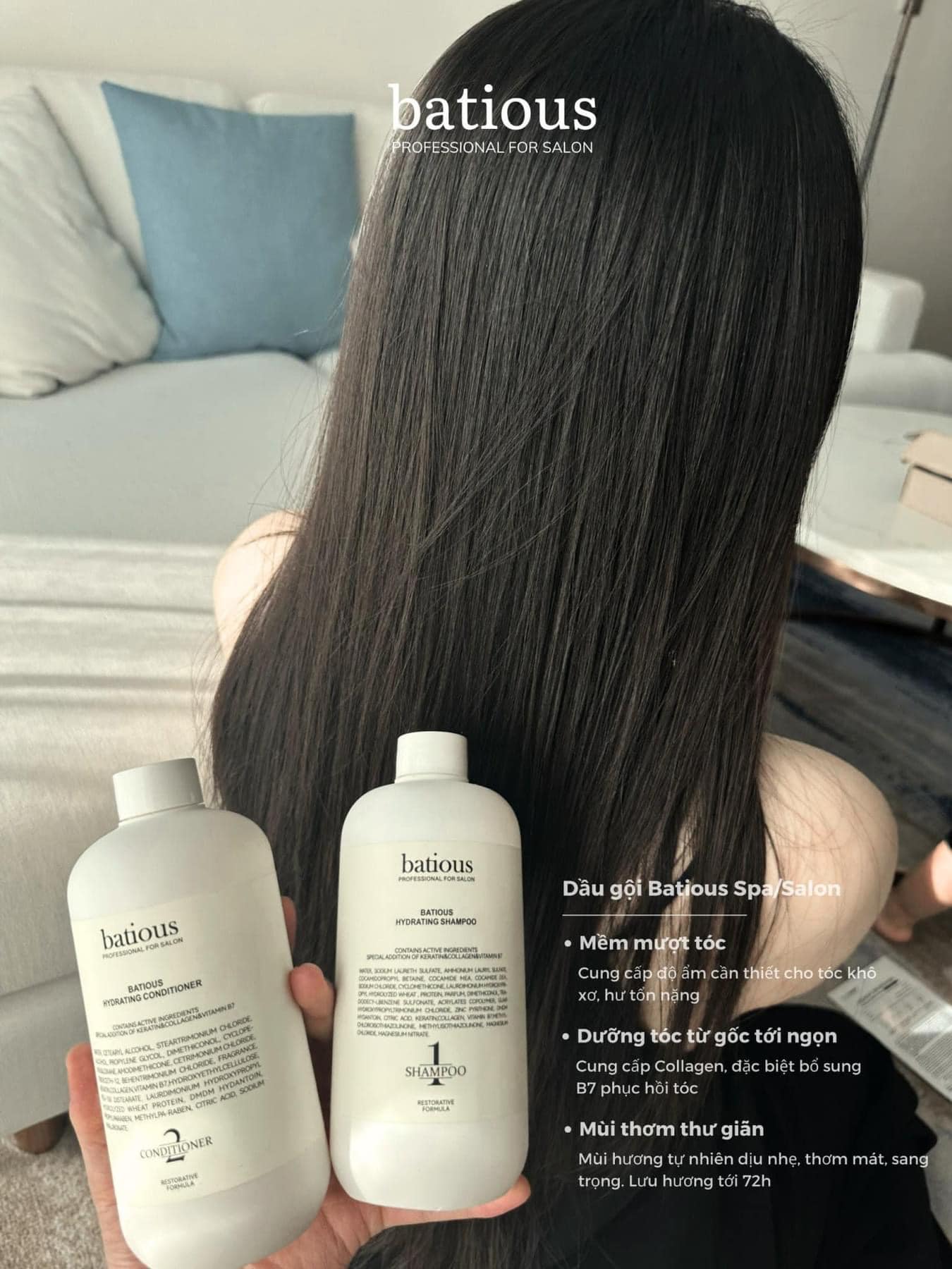 CẶP GỘI XẢ COLLAGEN PHỤC HỒI TÓC BATIOUS 960MLx2