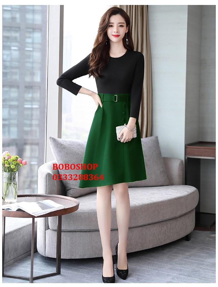 [HCM]CHÂN VÁY XẾP LY PHỐI NÚT SILA