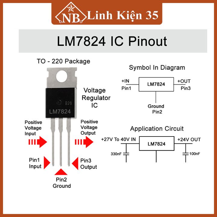 IC ổn áp LM7824 CV 1.5A TO220