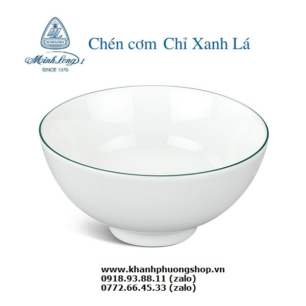chén cơm sứ Minh Long viền xanh lá - chén cơm sứ minh long