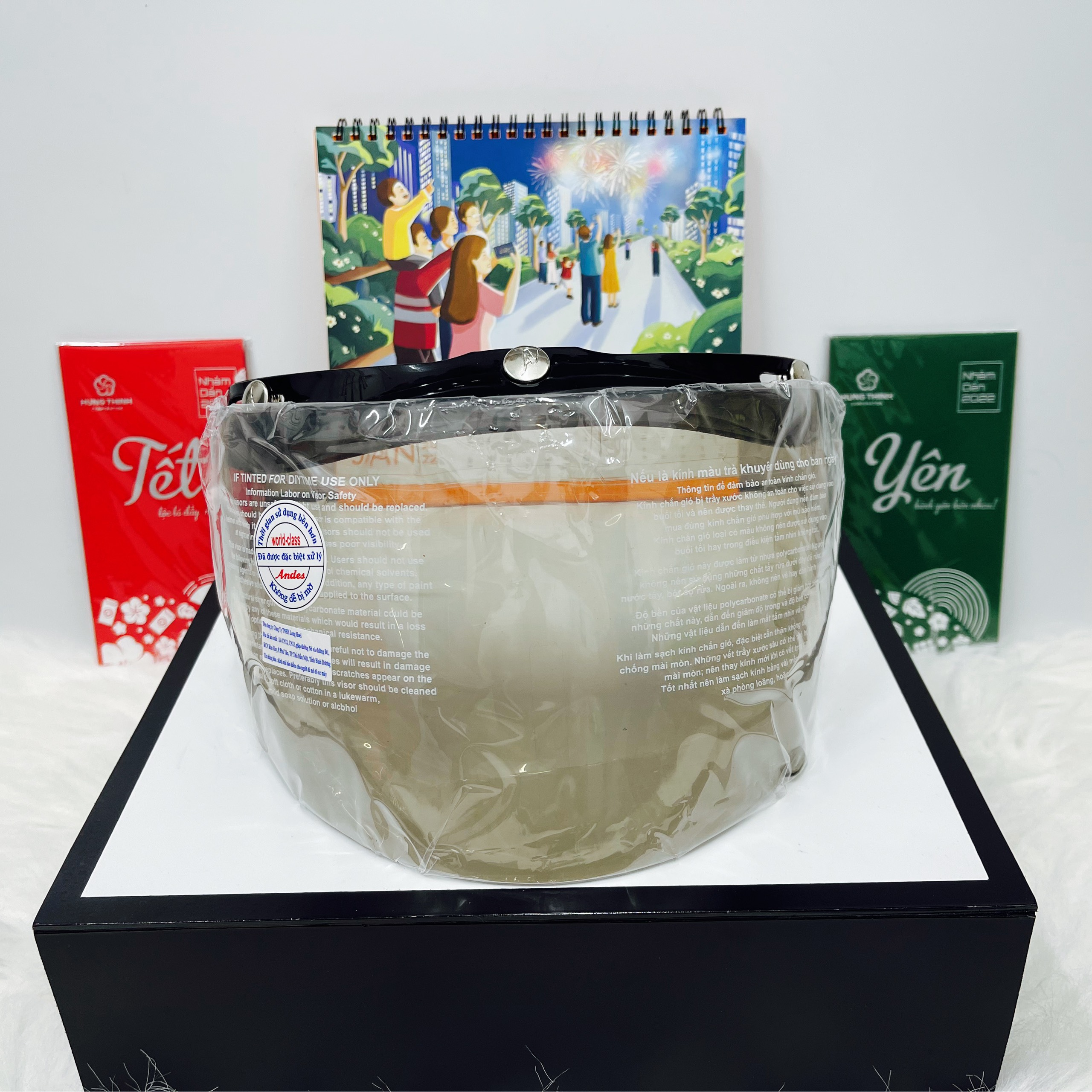 Kính 3 Nút GRS- ANDES Thay Thế Mũ  Bảo Hiểm  3/4 ,1/2 Đầu