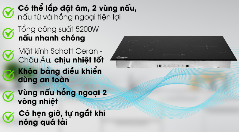 BẾP ĐÔI ĐIỆN TỪ HỒNG NGOẠI APEX APB9982
