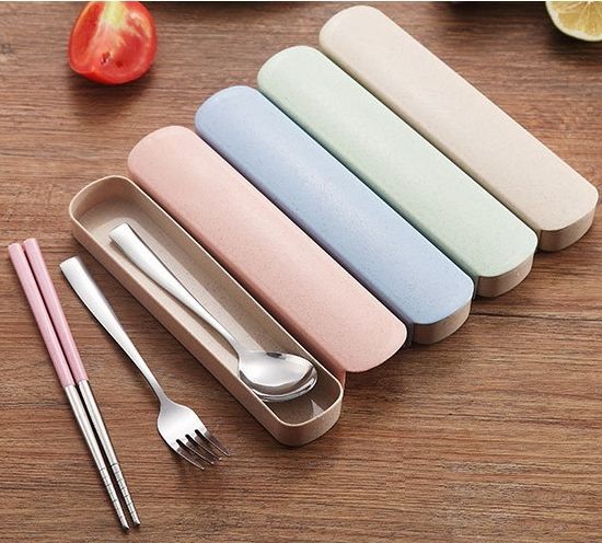 Set 03 dish spoon Fork chopsticks stainless steel 304 box high-grade (nhiều màu)-[set spoon Fork travel Fork dinner oblique stainless steel, stainless steel spoon đẹp, stainless steel chopsticks high-end]