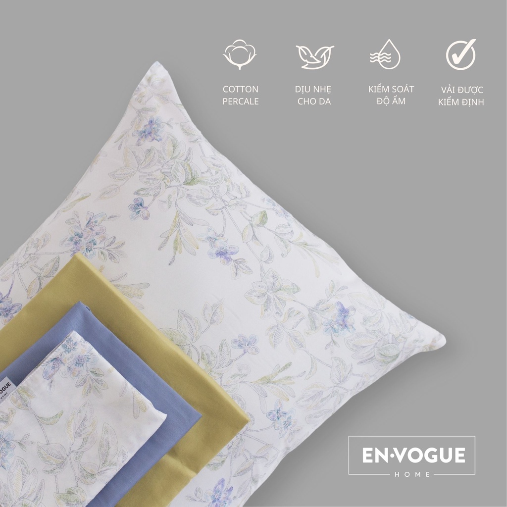 Vỏ gối họa tiết lụa tơ tằm COTTON PERCALE Envogue Home ( 50x70cm ) - 1 chiếc