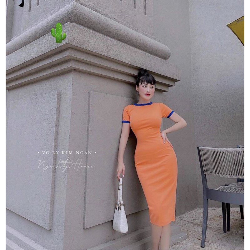 🌵🌵 Đầm body from dài phối viền thun borip dày đẹp🍀🍀