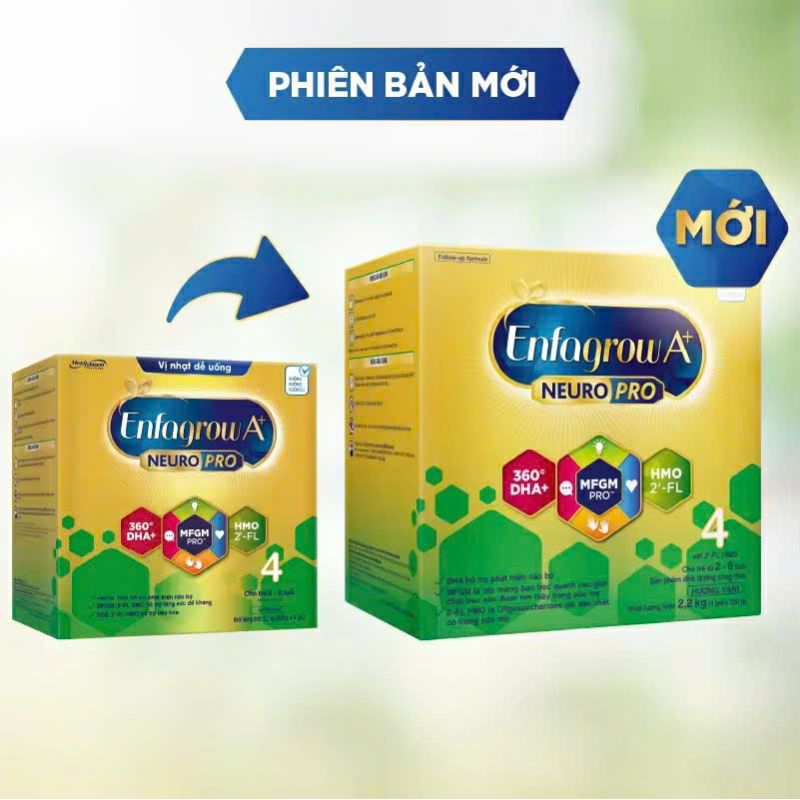 Sữa Bột Enfagrow A+ 4 hộp giấy 2.2kg date 3/2028 vị nhạt