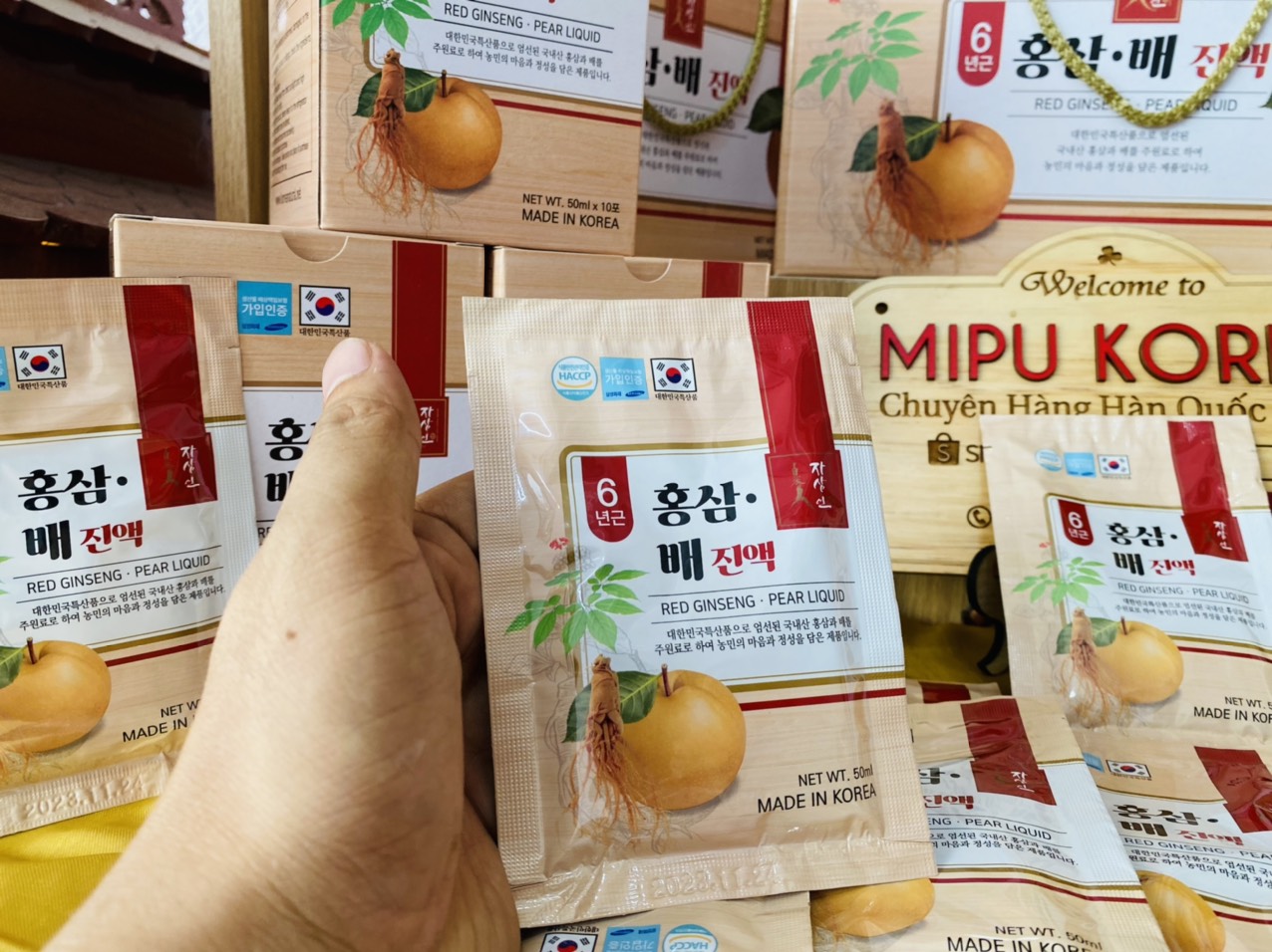 [HCM]Nước Hồng Sâm Lê Red Ginseng Pear Liquid 30 gói x 50ml