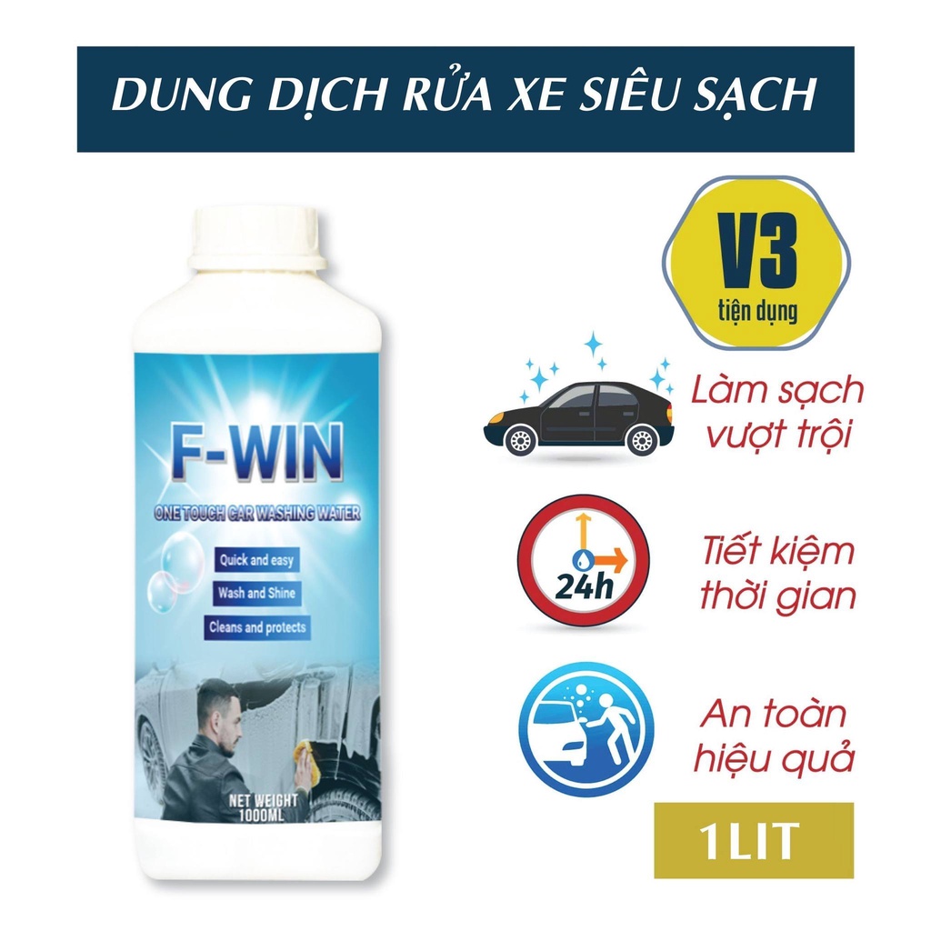 Dung dịch rửa xe ô tô, xe máy turbo x10 chuyên dụng fwin, dung dịch tẩy rửa đa năng
