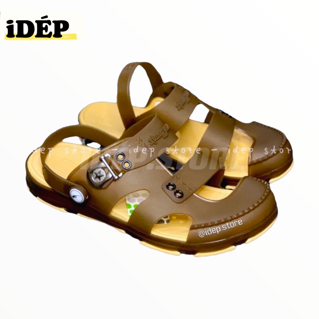 Giày sandal bít mũi nam nữ 3 quai ngang nhựa dẻo đế EVA siêu nhẹ êm chân chống nước IDEP GL020
