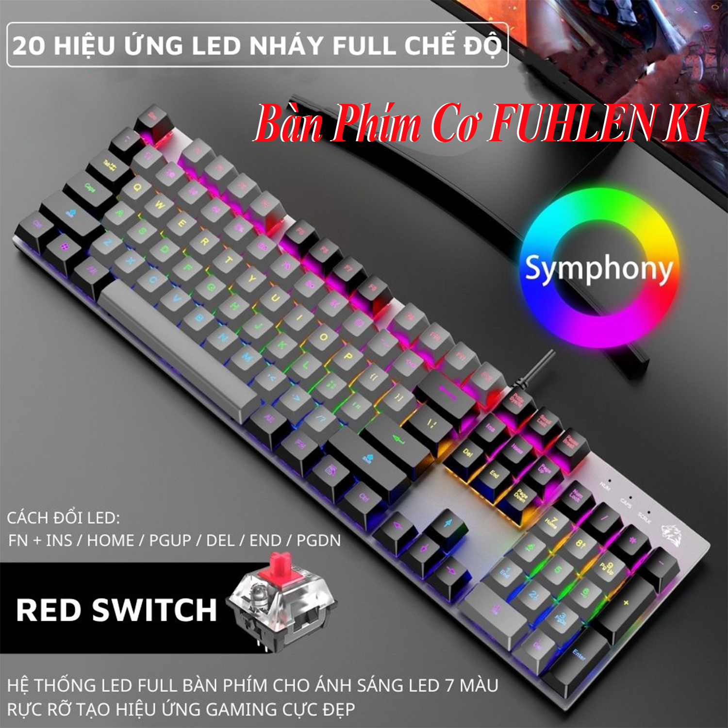 BÀN PHÍM CƠ GOLDTECH K25, 12 CHẾ ĐỘ LED