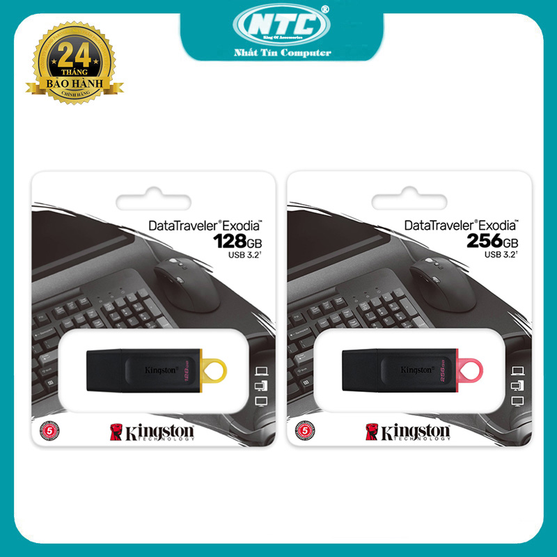 USB 3.2 Gen 1 Kingston DataTraveler Exodia 32GB / 64GB / 128GB / 256GB (Đen) - Nhất Tín Computer