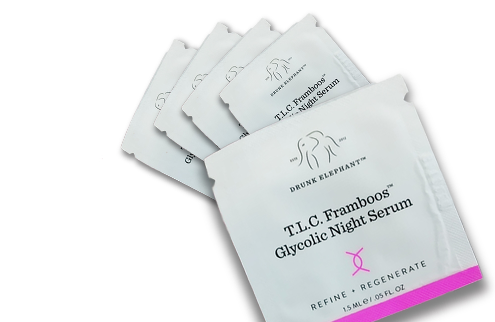 Set 5 gói sample Serum Drunk Elephant T.L.C. Framboos™ Glycolic Night 1.5ml (SER55)