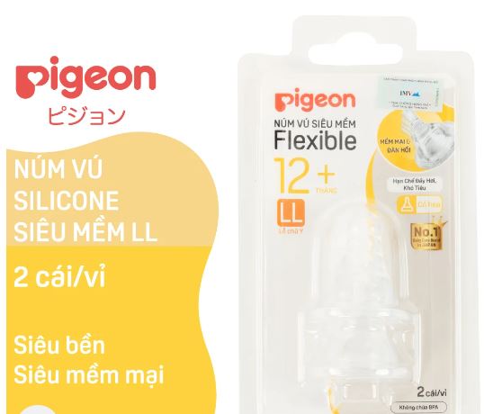 VỈ 2 NÚM TY PIGEON SIÊU MỀM CỔ HẸP ĐỦ SIZE S,M,L,LL