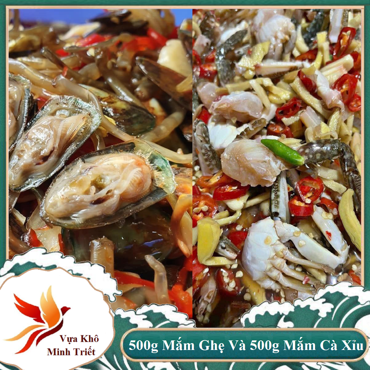 1kg combo mắm ghẹ tươi nhiều gạch 500gr và mắm cà xỉu giòn rụm 500gr- vựa khô minh triết