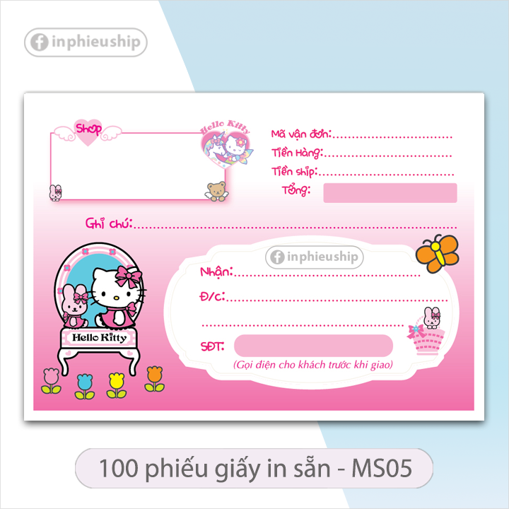 Phiếu ship hàng 100 tờ