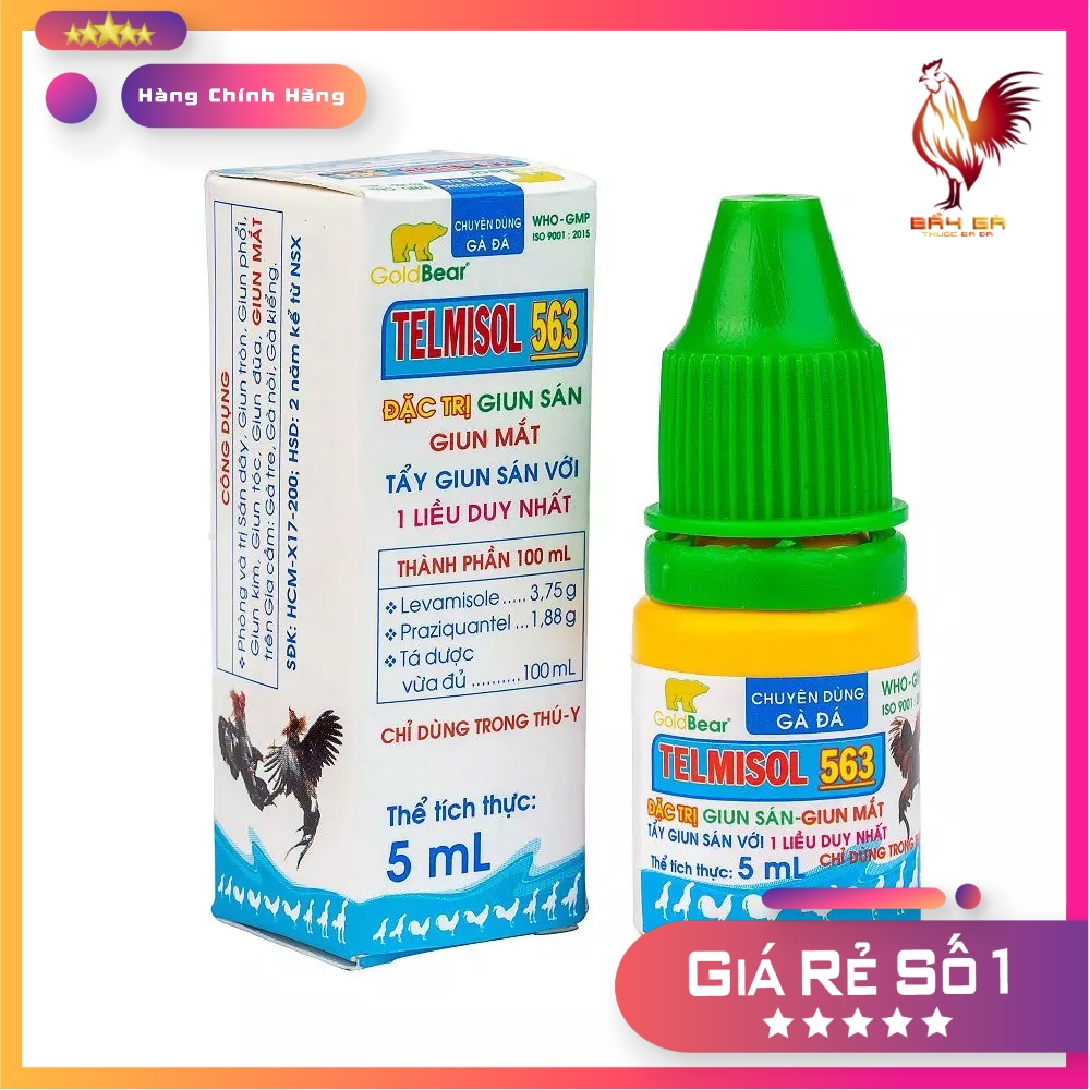 TELMISOL 563 Thuốc tẩy giun sán, giun mắt gà đá 5ML