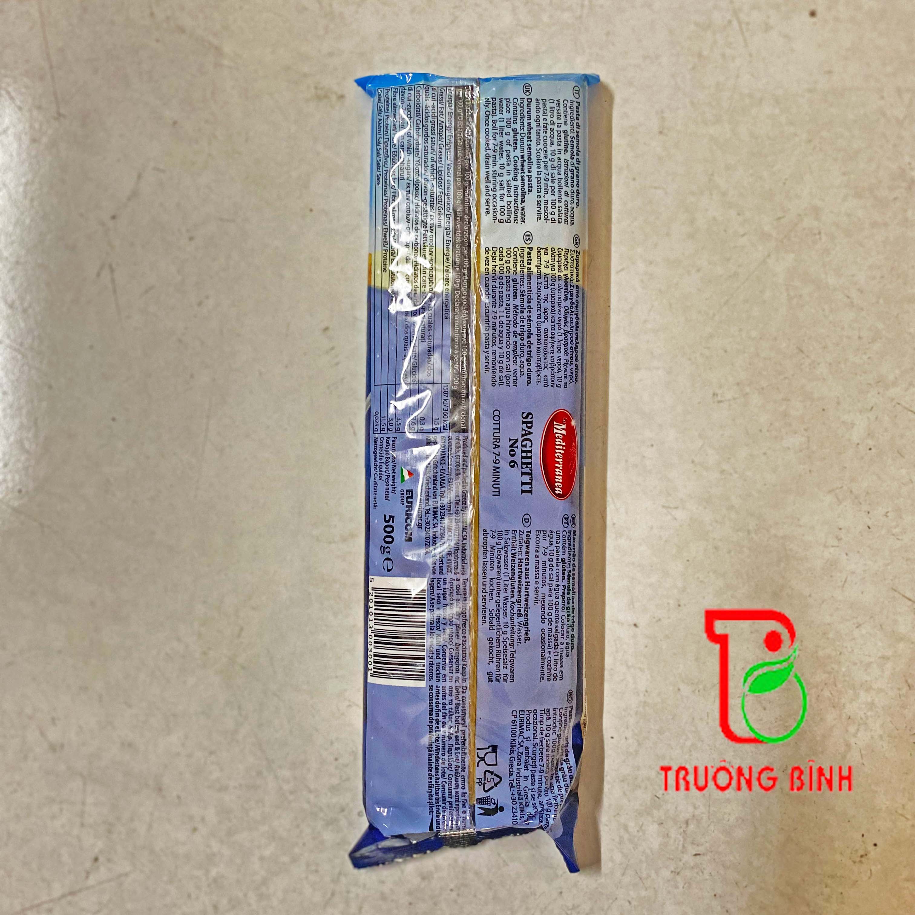 Mì ý Spaghetti số 6 EURICOM 500g