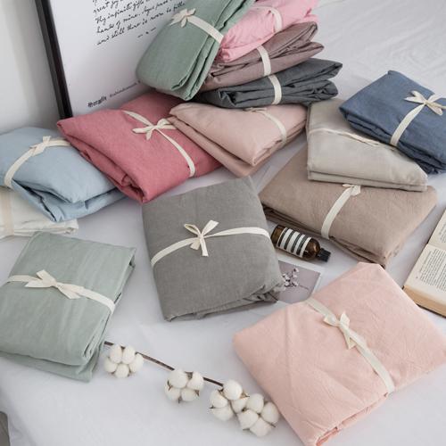 Bông Giặt Nước Màu Hai Người Ga Bọc Đệm Ga Trải Giường Miếng Giản Lược 100% Cotton Ga Trải Giường Đồng Bằng 100% Cotton Đơn Ga Giường Sản Phẩm Duy Nhất