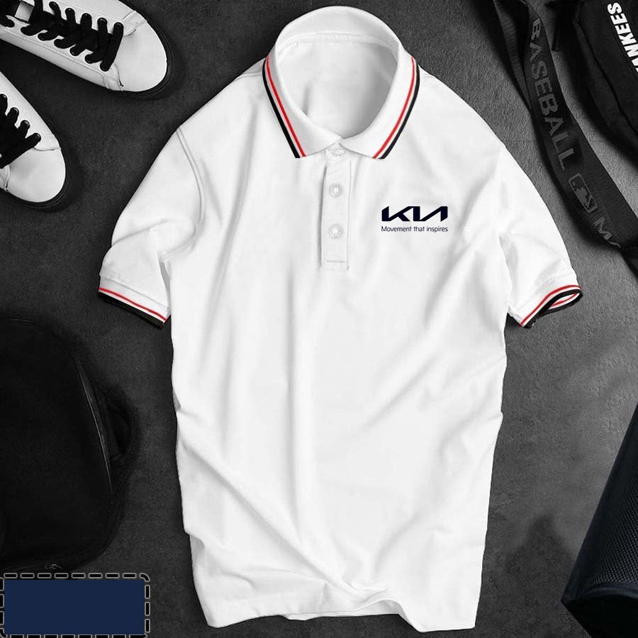 Áo thun polo in logo auto kya phối bâu 3 sọc ngắn tay chất cá sấu co dãn không xù lông