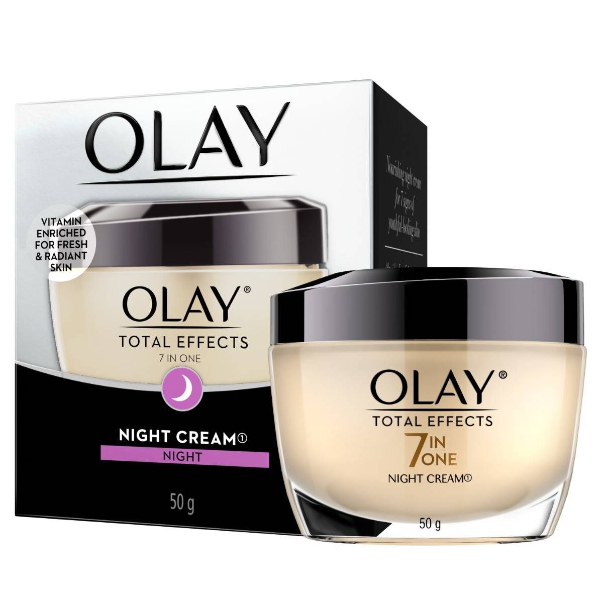Kem Dưỡng Ẩm OLAY TOTAL EFFECTS Ban Đêm Phục Hồi & Hỗ Trợ Làm Chậm 7 Dấu Hiệu Lão Hóa 50G