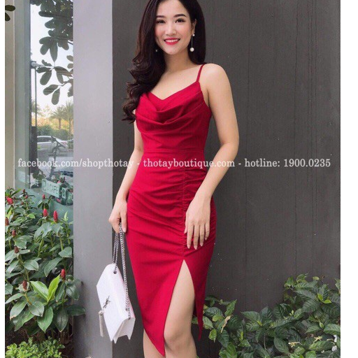 [HCM]Đầm ôm 2 dây xẻ tà