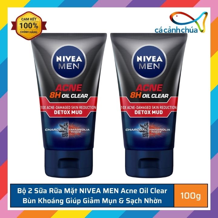Facial Cleanser Nivea Men acne oil clear mineral mud helps reduce acne, clean oily 100g-Thailand