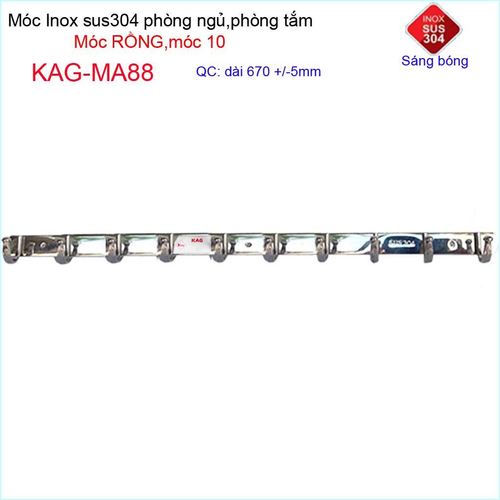Móc rồng 10 treo quần áo inox 304 cao cấp dày móc classic 10 móc treo đồ nhà tắm kag-ma88
