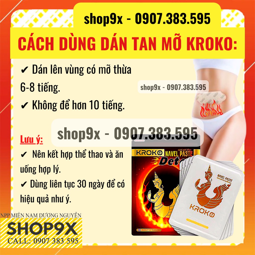 5 Miếng Dán Tan Mỡ Bụng Bắp Tay Bắp Chân Kroko Thái Lan Navel Paste
