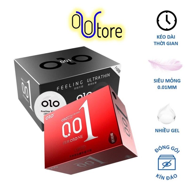 Bộ 2 hộp bao cao su OLO Đỏ - Đen siêu mỏng, kéo dài thời gian, truyền nhiệt tốt