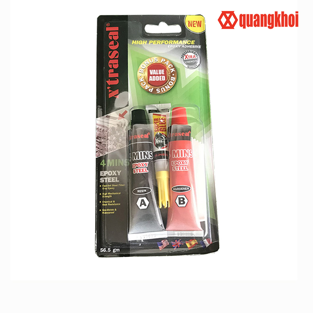 Keo Epoxy 2 thành phần X'traseal 4 Minutes Steel 17ml