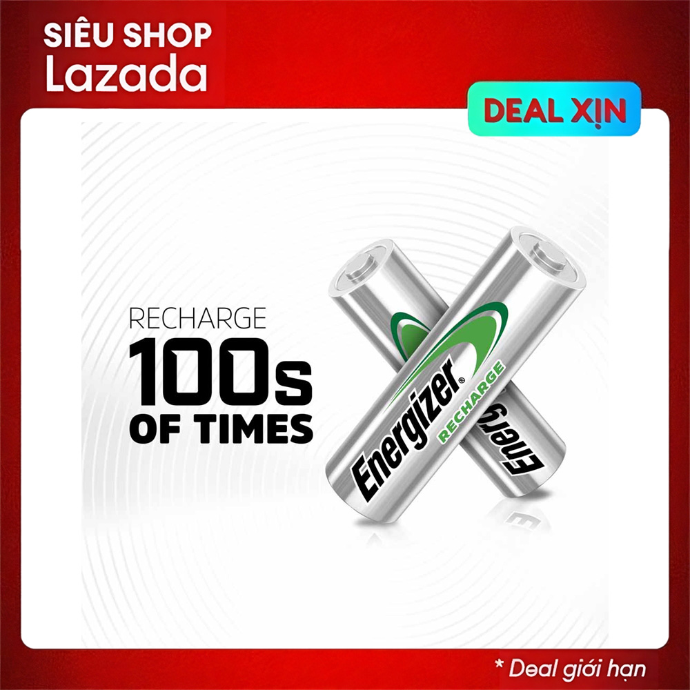 Bộ 2 Pin sạc AA Energizer 2000mAh Power Plus điện áp 1.2V, size chuẩn, tương thích nhiều thiết bị