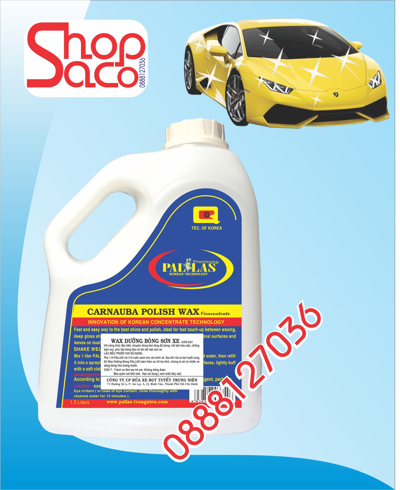 Wax Dưỡng Bóng Sơn Xe Pallas - 1.5 Lít