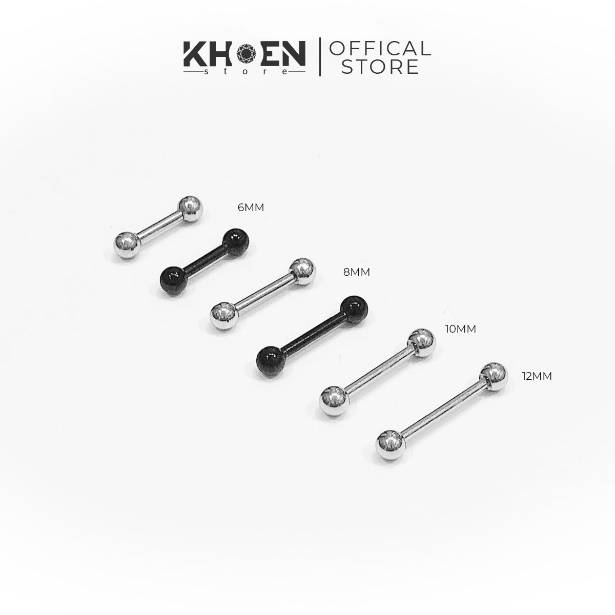 (1 Chiếc) Khuyên tai bi hai đầu ( nhiều size ) - Thép không gỉ không gây dị ứng - Bông tai nam - Khoen Store