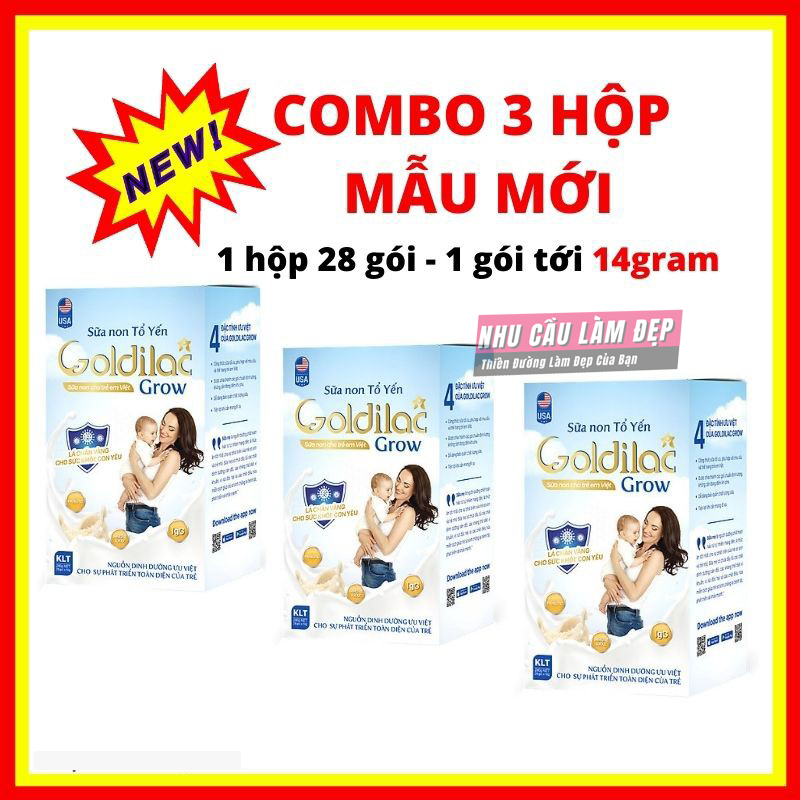 - combo 3 hộp 84 gói - sữa non tổ yến goldilac grow
