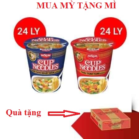 Combo 48 ly mì Nissin Cup Noodles (tặng 30 gói mì Waxada vị chua cay)