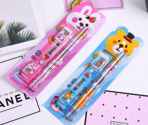 [HCM]Bộ Dụng Cụ Học Tập 5 Món Đồ Dùng Học Sinh bút chì tẩy gôm thước kẻ Sét 6 món quà cho bé